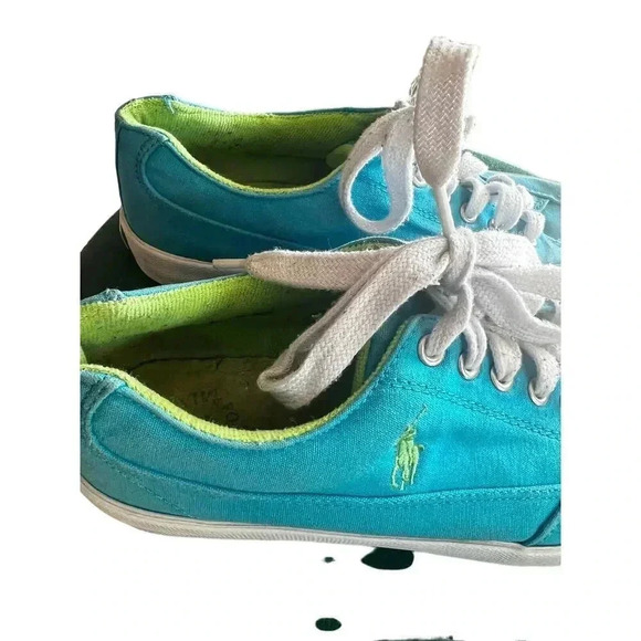 Polo canvas sneakers turquoise and neon green size 9.5 - Picture 2 of 6